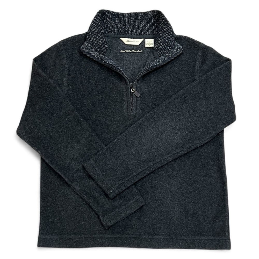 Eddie Bauer Charcoal Grey Birch Valley Fleece Mock 1/4 Zip Pullover Size Medium - Picture 2 of 11